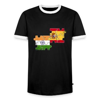 India Spain Vintage Flag Spaniard Indian - Men's Ringer Shirt - black/white - Front - AI Model Female 172 light (172cm) & AI Model Male 178 light (178cm)