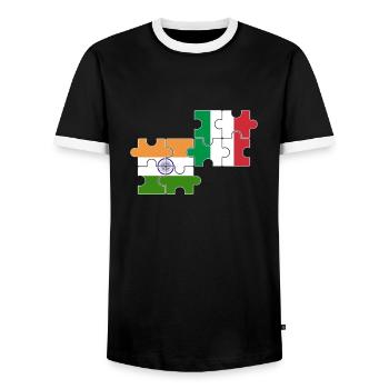 India Italy Flag Italian Indian - Men's Ringer Shirt - black/white - Front - AI Model Female 172 light (172cm) & AI Model Male 178 light (178cm)