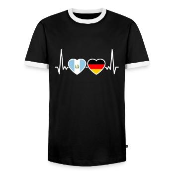 Guatemala Allemagne Heartbeat Flag - T-shirt contrasté Homme - noir/blanc - Devant - AI Model Female 172 light (172cm) & AI Model Male 178 light (178cm)