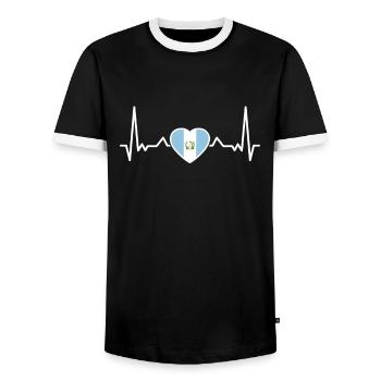 Battement de cœur du Guatemala Drapeau guatémaltèque - T-shirt contrasté Homme - noir/blanc - Devant - AI Model Female 172 light (172cm) & AI Model Male 178 light (178cm)