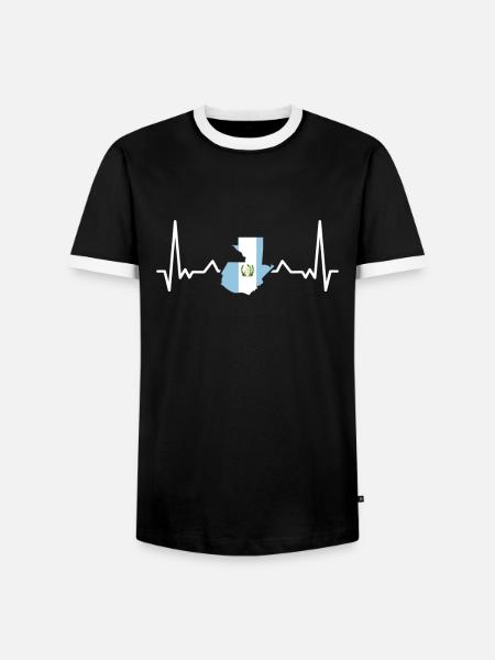 Guatemala Map Heartbeat Guatemalan Flag - Men's Ringer Shirt - black/white