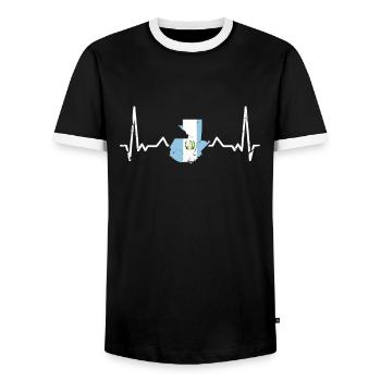 Guatemala Vintage Card Heartbeat Flag - T-shirt contrasté Homme - noir/blanc - Devant - AI Model Female 172 light (172cm) & AI Model Male 178 light (178cm)