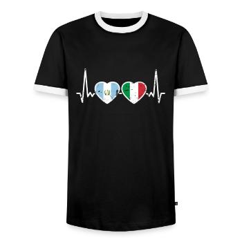 Guatemala Italy Vintage Heartbeat Flag - Men's Ringer Shirt - black/white - Front - AI Model Female 172 light (172cm) & AI Model Male 178 light (178cm)