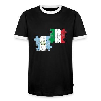 Guatemala Italy Vintage Heartbeat Flag - Men's Ringer Shirt - black/white - Front - AI Model Female 172 light (172cm) & AI Model Male 178 light (178cm)