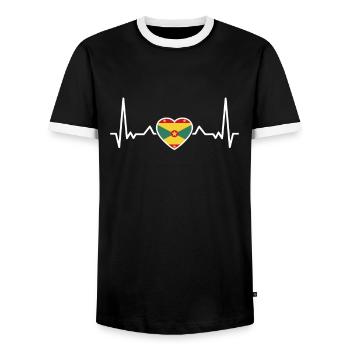 Grenada Herzschlag Grenadische Flagge Grenader - Männer Kontrast-T-Shirt - Schwarz/Weiß - Vorne - AI Model Female 172 light (172cm) & AI Model Male 178 light (178cm)