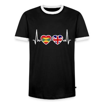 Grenada UK Herzschlag Flagge Britische Grenadier - Männer Kontrast-T-Shirt - Schwarz/Weiß - Vorne - AI Model Female 172 light (172cm) & AI Model Male 178 light (178cm)