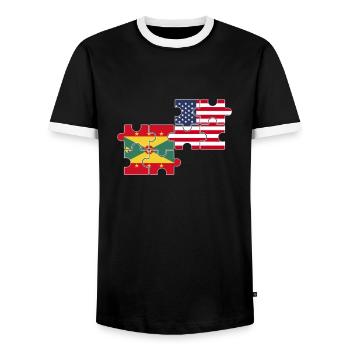 Grenada USA Flagge Amerikanisch Grenadisch - Männer Kontrast-T-Shirt - Schwarz/Weiß - Vorne - AI Model Female 172 light (172cm) & AI Model Male 178 light (178cm)