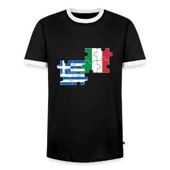 Grèce Italie Drapeau Italien Grec - T-shirt contrasté Homme - noir/blanc - Devant - AI Model Female 172 light (172cm) & AI Model Male 178 light (178cm)