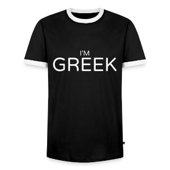 Je suis grec Grèce Grec fier grec - T-shirt contrasté Homme - noir/blanc - Devant - AI Model Female 172 light (172cm) & AI Model Male 178 light (178cm)