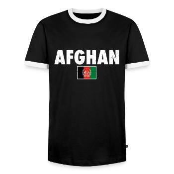 Afghan Afghanistan Vintage Afghanische Flagge - Männer Kontrast-T-Shirt - Schwarz/Weiß - Vorne - AI Model Female 172 light (172cm) & AI Model Male 178 light (178cm)
