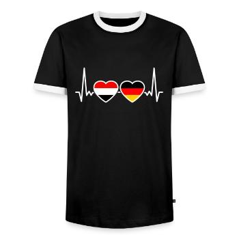 Yémen Allemagne Battement de cœur Drapeau Yéménite - T-shirt contrasté Homme - noir/blanc - Devant - AI Model Female 172 light (172cm) & AI Model Male 178 light (178cm)