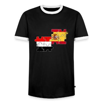 Yémen Espagne Vintage Drapeau Espagnol Yéménite - T-shirt contrasté Homme - noir/blanc - Devant - AI Model Female 172 light (172cm) & AI Model Male 178 light (178cm)