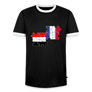 Yemen France Flag French Yemeni - Men's Ringer Shirt - black/white - Front - AI Model Female 172 light (172cm) & AI Model Male 178 light (178cm)