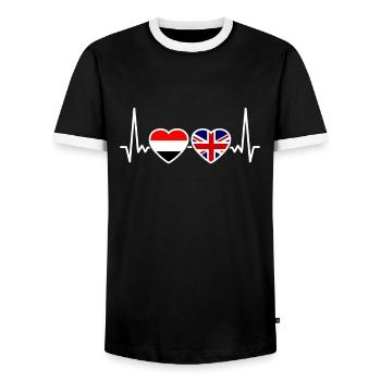 Yémen UK Heartbeat Flag Yéménite britannique - T-shirt contrasté Homme - noir/blanc - Devant - AI Model Female 172 light (172cm) & AI Model Male 178 light (178cm)