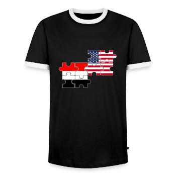Yemen USA Flag American Yemeni - Men's Ringer Shirt - black/white - Front - AI Model Female 172 light (172cm) & AI Model Male 178 light (178cm)