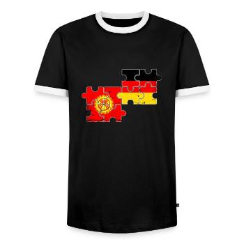 Kirghizistan Allemagne Vintage Flag Kirghize - T-shirt contrasté Homme - noir/blanc - Devant - AI Model Female 172 light (172cm) & AI Model Male 178 light (178cm)