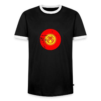 Kirghizistan Vintage Kirghize Drapeau Kirghize - T-shirt contrasté Homme - noir/blanc - Devant - AI Model Female 172 light (172cm) & AI Model Male 178 light (178cm)