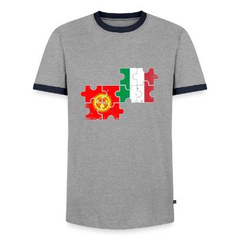 Kirgisistan Italien Vintage Flagge Kirgise - Männer Kontrast-T-Shirt - Grau/Navy  - Vorne - AI Model Female 172 light (172cm) & AI Model Male 178 light (178cm)