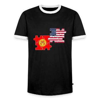 Kirgisistan USA Flagge Amerikanisch Kirgisisch - Männer Kontrast-T-Shirt - Schwarz/Weiß - Vorne - AI Model Female 172 light (172cm) & AI Model Male 178 light (178cm)