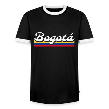 Bogotá Colombia Colombian flag Colombian - Men's Ringer Shirt - black/white - Front - AI Model Female 172 light (172cm) & AI Model Male 178 light (178cm)