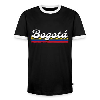 Bogotá Vintage Colombia Flag Colombian - Men's Ringer Shirt - black/white - Front - AI Model Female 172 light (172cm) & AI Model Male 178 light (178cm)