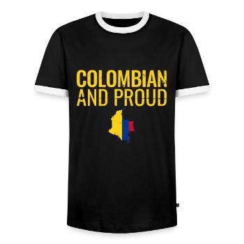 Carte colombienne et fière vintage Drapeau de la Colombie - T-shirt contrasté Homme - noir/blanc - Devant - AI Model Female 172 light (172cm) & AI Model Male 178 light (178cm)