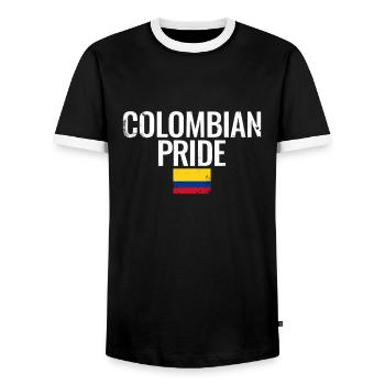 Fierté colombienne Vintage Drapeau de la Colombie - T-shirt contrasté Homme - noir/blanc - Devant - AI Model Female 172 light (172cm) & AI Model Male 178 light (178cm)