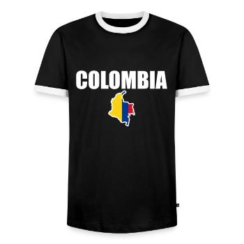 Colombia Map Colombia Flag Colombian - Men's Ringer Shirt - black/white - Front - AI Model Female 172 light (172cm) & AI Model Male 178 light (178cm)