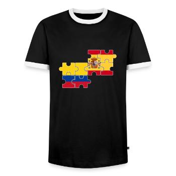 Colombie Espagne Drapeau Espagnol Colombien - T-shirt contrasté Homme - noir/blanc - Devant - AI Model Female 172 light (172cm) & AI Model Male 178 light (178cm)