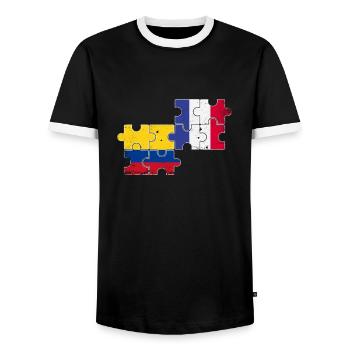 Colombie France Vintage Flag Colombien - T-shirt contrasté Homme - noir/blanc - Devant - AI Model Female 172 light (172cm) & AI Model Male 178 light (178cm)