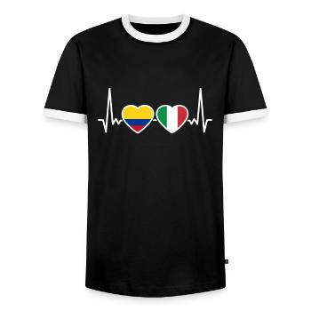 Colombie Italie Heartbeat Flag Colombien - T-shirt contrasté Homme - noir/blanc - Devant - AI Model Female 172 light (172cm) & AI Model Male 178 light (178cm)