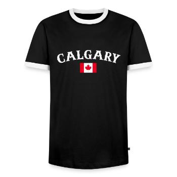 Calgary, Canada, Drapeau canadien, Canadien - T-shirt contrasté Homme - noir/blanc - Devant - AI Model Female 172 light (172cm) & AI Model Male 178 light (178cm)