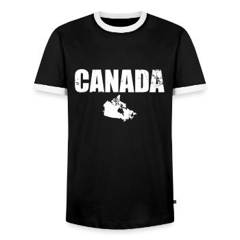 Canada Vintage Map Canada Canadian Canadians - Men's Ringer Shirt - black/white - Front - AI Model Female 172 light (172cm) & AI Model Male 178 light (178cm)