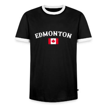 Edmonton, Canada, Drapeau canadien, Canadien - T-shirt contrasté Homme - noir/blanc - Devant - AI Model Female 172 light (172cm) & AI Model Male 178 light (178cm)