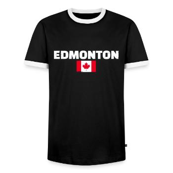 Edmonton Vintage Canada Drapeau canadien Canadien - T-shirt contrasté Homme - noir/blanc - Devant - AI Model Female 172 light (172cm) & AI Model Male 178 light (178cm)