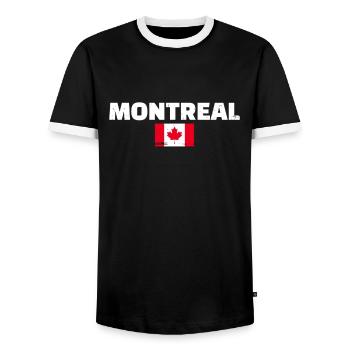 Montreal Vintage Canada Canadian Flag Canadian - Men's Ringer Shirt - black/white - Front - AI Model Female 172 light (172cm) & AI Model Male 178 light (178cm)