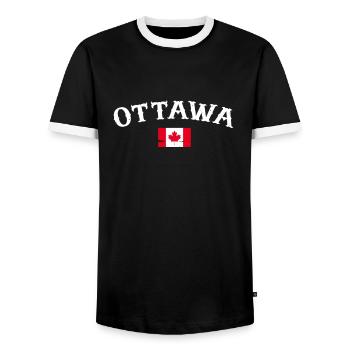 Ottawa Vintage Canada Canadian Flag Canadian - Men's Ringer Shirt - black/white - Front - AI Model Female 172 light (172cm) & AI Model Male 178 light (178cm)