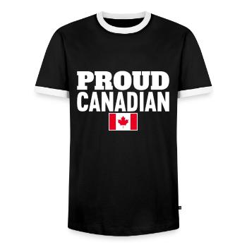 Fier Canadien Canada Drapeau canadien Canadien - T-shirt contrasté Homme - noir/blanc - Devant - AI Model Female 172 light (172cm) & AI Model Male 178 light (178cm)