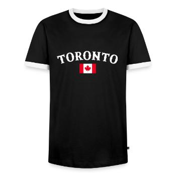 Toronto, Canada, Drapeau canadien, Canadien - T-shirt contrasté Homme - noir/blanc - Devant - AI Model Female 172 light (172cm) & AI Model Male 178 light (178cm)