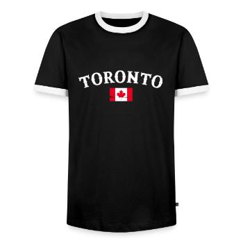 Toronto Vintage Canada Canadian Flag Canadian - Men's Ringer Shirt - black/white - Front - AI Model Female 172 light (172cm) & AI Model Male 178 light (178cm)