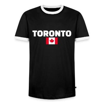 Toronto, Canada, Drapeau canadien, Canadien - T-shirt contrasté Homme - noir/blanc - Devant - AI Model Female 172 light (172cm) & AI Model Male 178 light (178cm)