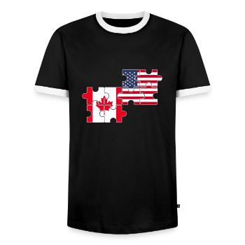 Kanada USA Flagge Amerikanisch Kanadisch - Männer Kontrast-T-Shirt - Schwarz/Weiß - Vorne - AI Model Female 172 light (172cm) & AI Model Male 178 light (178cm)