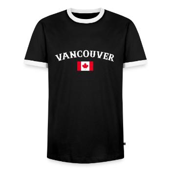 Vancouver, Canada Drapeau canadien Canadien - T-shirt contrasté Homme - noir/blanc - Devant - AI Model Female 172 light (172cm) & AI Model Male 178 light (178cm)