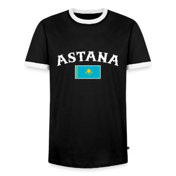 Astana Kazakhstan Kazakh drapeau kazakh - T-shirt contrasté Homme - noir/blanc - Devant - AI Model Female 172 light (172cm) & AI Model Male 178 light (178cm)