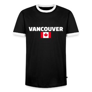 Vancouver, Canada Drapeau canadien Canadien - T-shirt contrasté Homme - noir/blanc - Devant - AI Model Female 172 light (172cm) & AI Model Male 178 light (178cm)