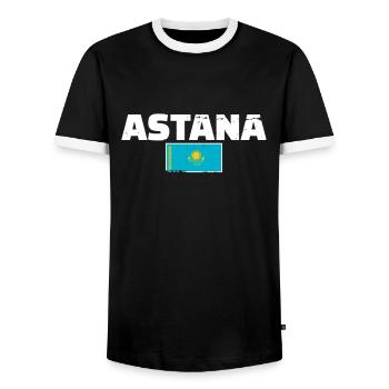 Astana Vintage Kazakhstan Drapeau Kazakh - T-shirt contrasté Homme - noir/blanc - Devant - AI Model Female 172 light (172cm) & AI Model Male 178 light (178cm)