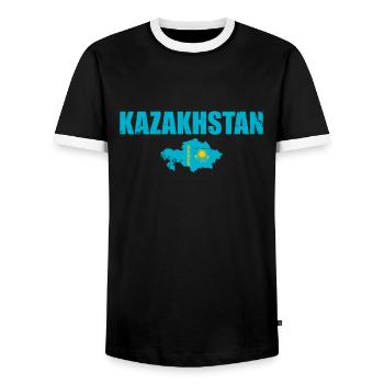 Kazakhstan Carte Vintage Kazakhstan Drapeau Kazakh - T-shirt contrasté Homme - noir/blanc - Devant - AI Model Female 172 light (172cm) & AI Model Male 178 light (178cm)