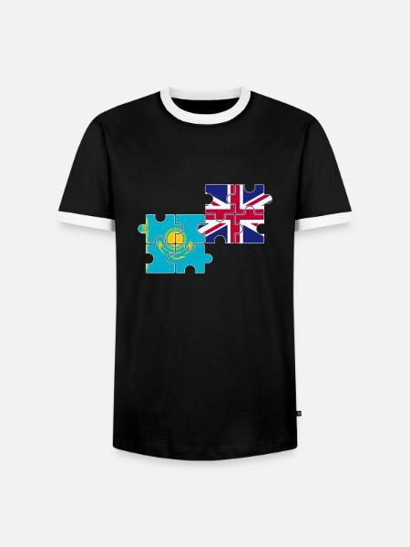 Kasachstan UK Flagge Britisch Kasachisch - Männer Kontrast-T-Shirt - Schwarz/Weiß