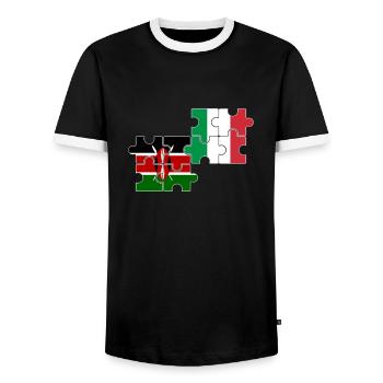 Kenya Italy Flag Italian Kenyan - Men's Ringer Shirt - black/white - Front - AI Model Female 172 light (172cm) & AI Model Male 178 light (178cm)