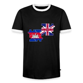 Kambodscha UK Flagge Britisch Kambodschaner - Männer Kontrast-T-Shirt - Schwarz/Weiß - Vorne - AI Model Female 172 light (172cm) & AI Model Male 178 light (178cm)